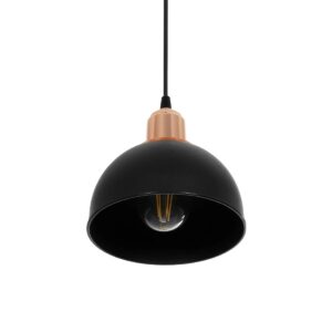 GLOBOSTAR® ΗUT 203-0145 Μοντέρνο Κρεμαστό Φωτιστικό Οροφής με Ντουί 1 x E27 AC 220-240V IP20 – Μάυρο & Χάλκινο – Μ18 x Π18 x Υ18cm