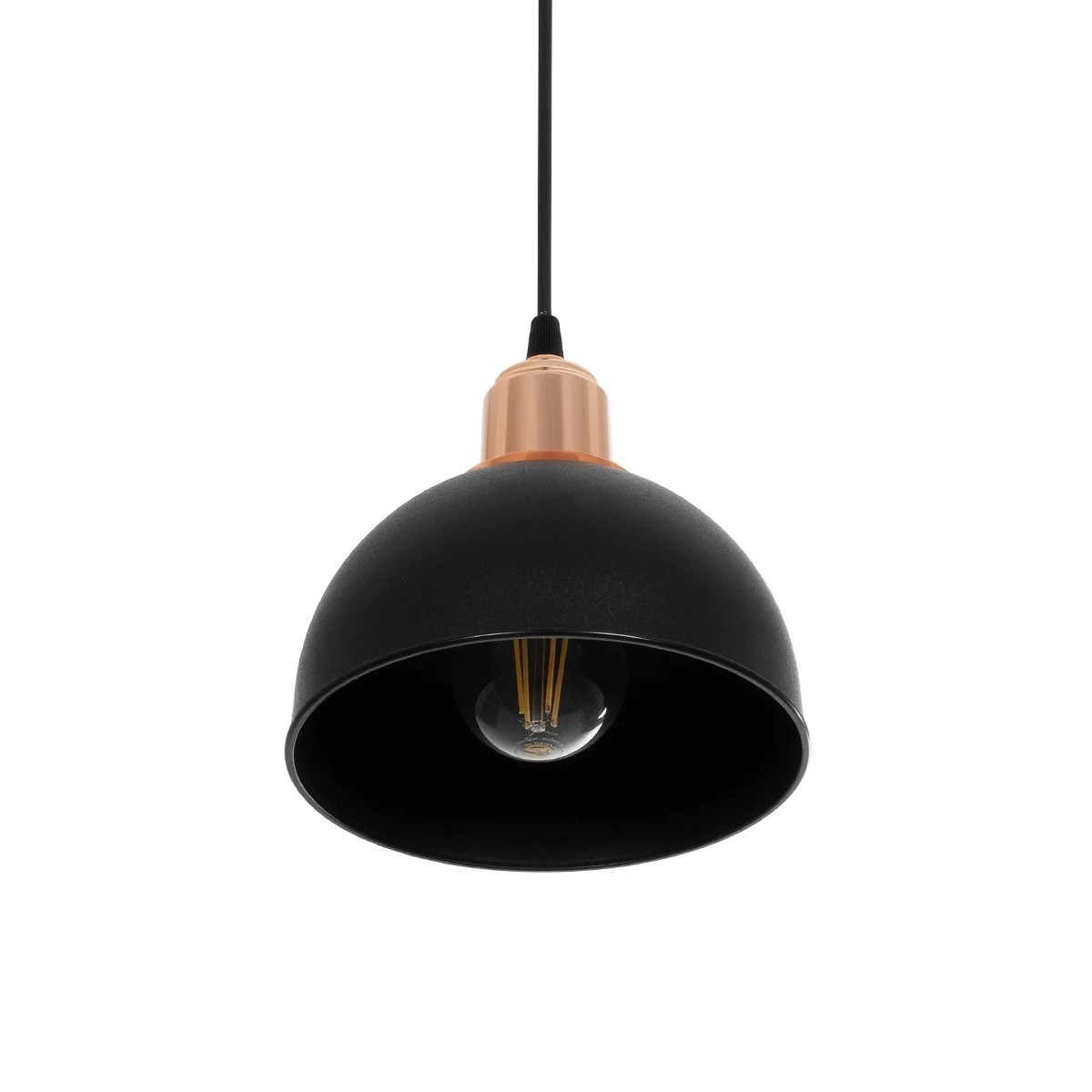 GLOBOSTAR® ΗUT 203-0145 Μοντέρνο Κρεμαστό Φωτιστικό Οροφής με Ντουί 1 x E27 AC 220-240V IP20 – Μάυρο & Χάλκινο – Μ18 x Π18 x Υ18cm