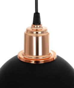 GLOBOSTAR® ΗUT 203-0145 Μοντέρνο Κρεμαστό Φωτιστικό Οροφής με Ντουί 1 x E27 AC 220-240V IP20 – Μάυρο & Χάλκινο – Μ18 x Π18 x Υ18cm