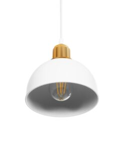 GLOBOSTAR® ΗUT 203-0147 Μοντέρνο Κρεμαστό Φωτιστικό Οροφής με Ντουί 1 x E27 AC 220-240V IP20 – Λευκό & Χρυσό – Μ18 x Π18 x Υ18cm