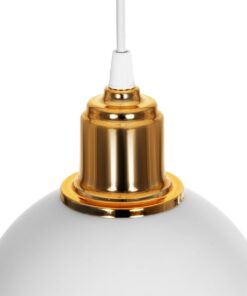 GLOBOSTAR® ΗUT 203-0147 Μοντέρνο Κρεμαστό Φωτιστικό Οροφής με Ντουί 1 x E27 AC 220-240V IP20 – Λευκό & Χρυσό – Μ18 x Π18 x Υ18cm