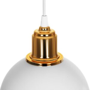 GLOBOSTAR® ΗUT 203-0147 Μοντέρνο Κρεμαστό Φωτιστικό Οροφής με Ντουί 1 x E27 AC 220-240V IP20 – Λευκό & Χρυσό – Μ18 x Π18 x Υ18cm