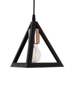 GLOBOSTAR® TRIANGLE 203-0161 Μοντέρνο Κρεμαστό Φωτιστικό Οροφής με Ντουί 1 x E27 AC 220-240V IP20 – Μάυρο & Χάλκινο – Μ24 x Π24 x Υ22cm