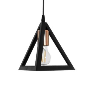 GLOBOSTAR® TRIANGLE 203-0161 Μοντέρνο Κρεμαστό Φωτιστικό Οροφής με Ντουί 1 x E27 AC 220-240V IP20 – Μάυρο & Χάλκινο – Μ24 x Π24 x Υ22cm
