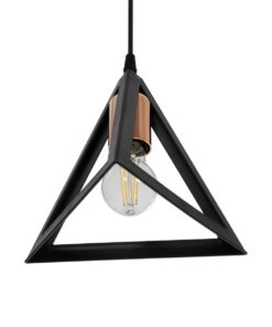 GLOBOSTAR® TRIANGLE 203-0161 Μοντέρνο Κρεμαστό Φωτιστικό Οροφής με Ντουί 1 x E27 AC 220-240V IP20 – Μάυρο & Χάλκινο – Μ24 x Π24 x Υ22cm