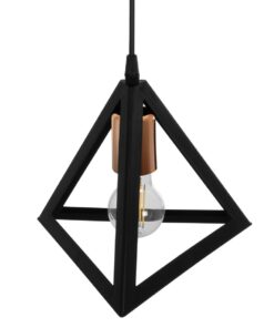 GLOBOSTAR® TRIANGLE 203-0161 Μοντέρνο Κρεμαστό Φωτιστικό Οροφής με Ντουί 1 x E27 AC 220-240V IP20 – Μάυρο & Χάλκινο – Μ24 x Π24 x Υ22cm