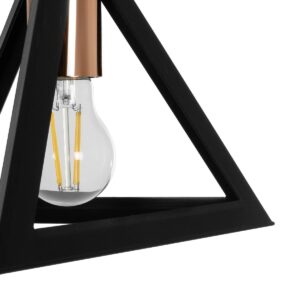 GLOBOSTAR® TRIANGLE 203-0161 Μοντέρνο Κρεμαστό Φωτιστικό Οροφής με Ντουί 1 x E27 AC 220-240V IP20 – Μάυρο & Χάλκινο – Μ24 x Π24 x Υ22cm