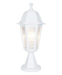 GloboStar® VITRO 203-0200 Vintage Επιδαπέδιο Φωτιστικό Φαναράκι Μονόφωτο 1 x E27 IP44 Λευκό & Διάφανο Πλαστικό – Μ16 x Π16 x Υ39cm