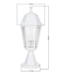 GloboStar® VITRO 203-0200 Vintage Επιδαπέδιο Φωτιστικό Φαναράκι Μονόφωτο 1 x E27 IP44 Λευκό & Διάφανο Πλαστικό – Μ16 x Π16 x Υ39cm