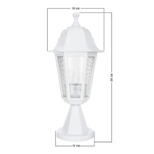 GloboStar® VITRO 203-0200 Vintage Επιδαπέδιο Φωτιστικό Φαναράκι Μονόφωτο 1 x E27 IP44 Λευκό & Διάφανο Πλαστικό – Μ16 x Π16 x Υ39cm