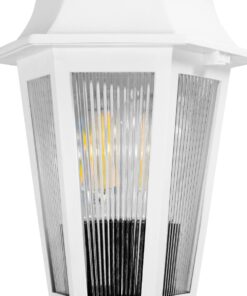 GloboStar® VITRO 203-0203 Vintage Καρφωτό Φωτιστικό Φαναράκι Μονόφωτο 1 x E27 IP44 Λευκό & Διάφανο Πλαστικό – Μ17 x Π17 x Υ55cm