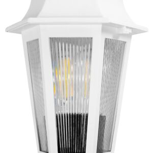 GloboStar® VITRO 203-0203 Vintage Καρφωτό Φωτιστικό Φαναράκι Μονόφωτο 1 x E27 IP44 Λευκό & Διάφανο Πλαστικό – Μ17 x Π17 x Υ55cm