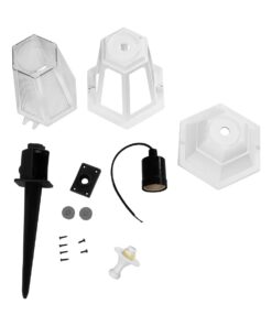 GloboStar® VITRO 203-0203 Vintage Καρφωτό Φωτιστικό Φαναράκι Μονόφωτο 1 x E27 IP44 Λευκό & Διάφανο Πλαστικό – Μ17 x Π17 x Υ55cm