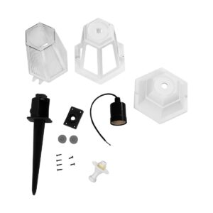 GloboStar® VITRO 203-0203 Vintage Καρφωτό Φωτιστικό Φαναράκι Μονόφωτο 1 x E27 IP44 Λευκό & Διάφανο Πλαστικό – Μ17 x Π17 x Υ55cm