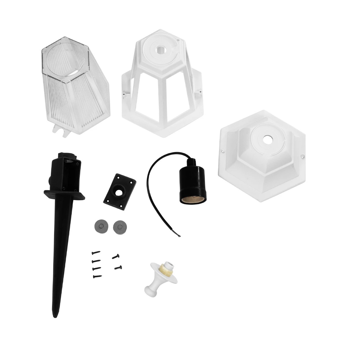 GloboStar® VITRO 203-0203 Vintage Καρφωτό Φωτιστικό Φαναράκι Μονόφωτο 1 x E27 IP44 Λευκό & Διάφανο Πλαστικό – Μ17 x Π17 x Υ55cm