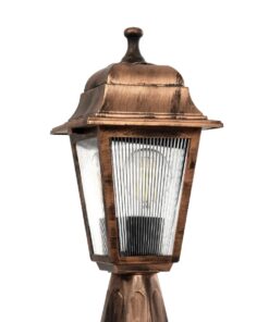 GloboStar® SOLME 203-0215 Vintage Επιδαπέδιο Φωτιστικό Φαναράκι Μονόφωτο 1 x E27 IP44 Χάλκινο & Διάφανο Πλαστικό – Μ22 x Π22 x Υ40cm