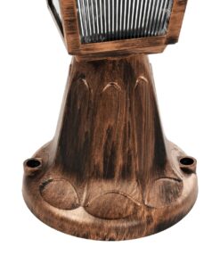 GloboStar® SOLME 203-0215 Vintage Επιδαπέδιο Φωτιστικό Φαναράκι Μονόφωτο 1 x E27 IP44 Χάλκινο & Διάφανο Πλαστικό – Μ22 x Π22 x Υ40cm