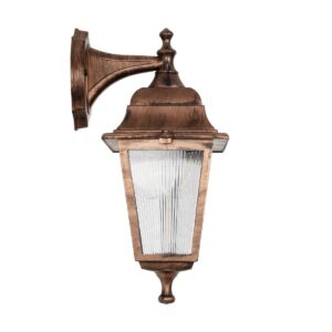 GLOBOSTAR® SOLME 203-0216 Vintage Φωτιστικό Τοίχου – Απλίκα με Ντουί 1 x E27 AC 220-240V IP44 – Χάλκινο – Μ15 x Π20 x Υ35cm