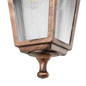 GLOBOSTAR® SOLME 203-0216 Vintage Φωτιστικό Τοίχου – Απλίκα με Ντουί 1 x E27 AC 220-240V IP44 – Χάλκινο – Μ15 x Π20 x Υ35cm