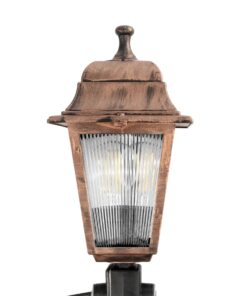 GloboStar® SOLME 203-0218 Vintage Καρφωτό Φωτιστικό Φαναράκι Μονόφωτο 1 x E27 IP44 Χάλκινο & Διάφανο Πλαστικό – Μ22 x Π22 x Υ35cm