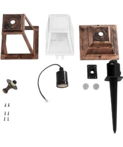 GloboStar® SOLME 203-0218 Vintage Καρφωτό Φωτιστικό Φαναράκι Μονόφωτο 1 x E27 IP44 Χάλκινο & Διάφανο Πλαστικό – Μ22 x Π22 x Υ35cm