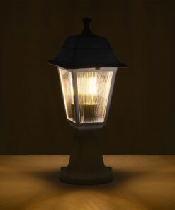 GloboStar® SOLME 203-0220 Vintage Επιδαπέδιο Φωτιστικό Φαναράκι Μονόφωτο 1 x E27 IP44 Λευκό & Διάφανο Πλαστικό – Μ22 x Π22 x Υ40cm