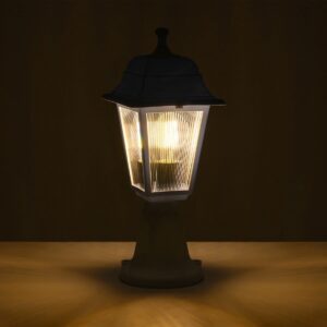 GloboStar® SOLME 203-0220 Vintage Επιδαπέδιο Φωτιστικό Φαναράκι Μονόφωτο 1 x E27 IP44 Λευκό & Διάφανο Πλαστικό – Μ22 x Π22 x Υ40cm