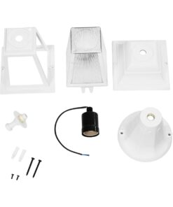 GloboStar® SOLME 203-0220 Vintage Επιδαπέδιο Φωτιστικό Φαναράκι Μονόφωτο 1 x E27 IP44 Λευκό & Διάφανο Πλαστικό – Μ22 x Π22 x Υ40cm