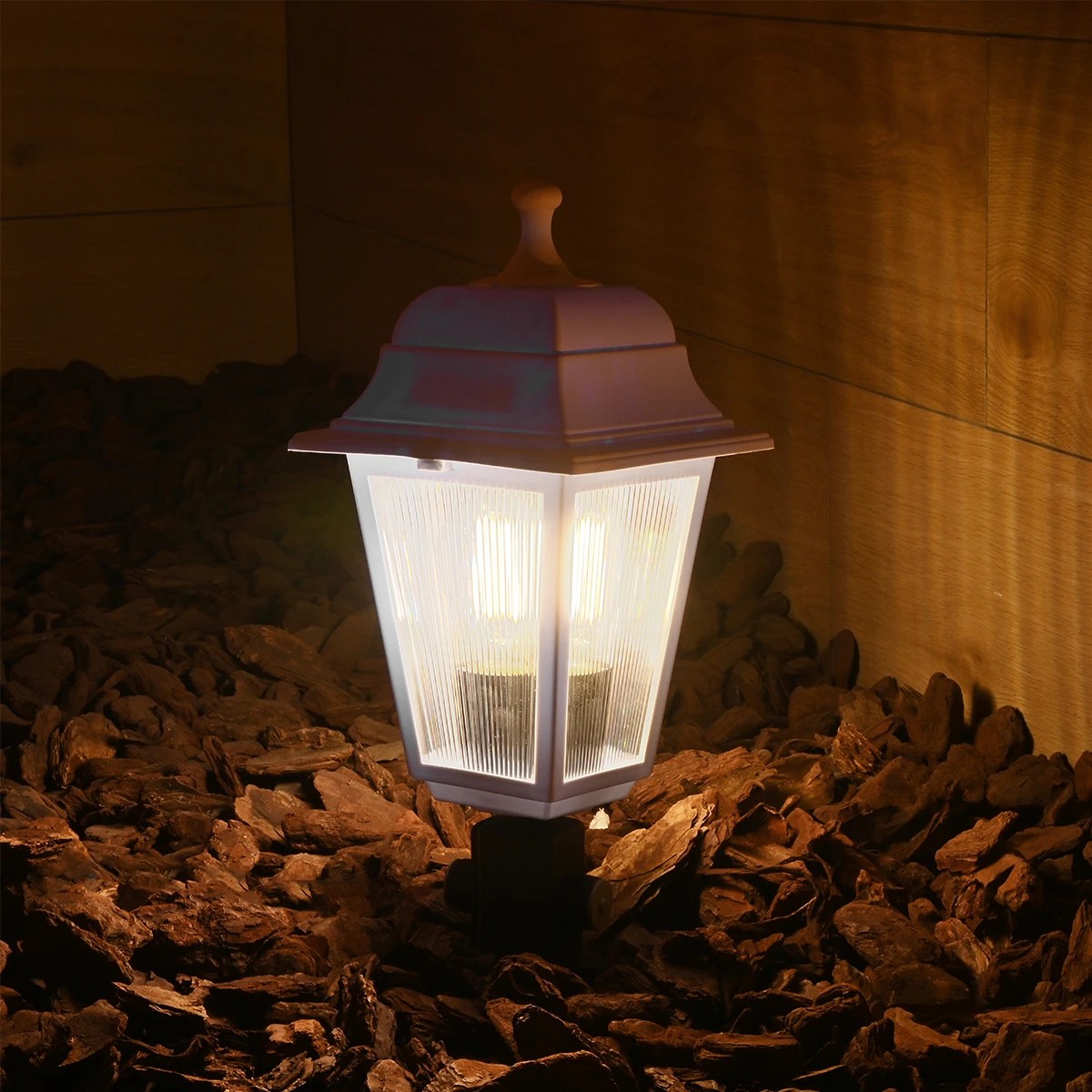 GloboStar® SOLME 203-0223 Vintage Καρφωτό Φωτιστικό Φαναράκι Μονόφωτο 1 x E27 IP44 Λευκό & Διάφανο Πλαστικό – Μ22 x Π22 x Υ35cm