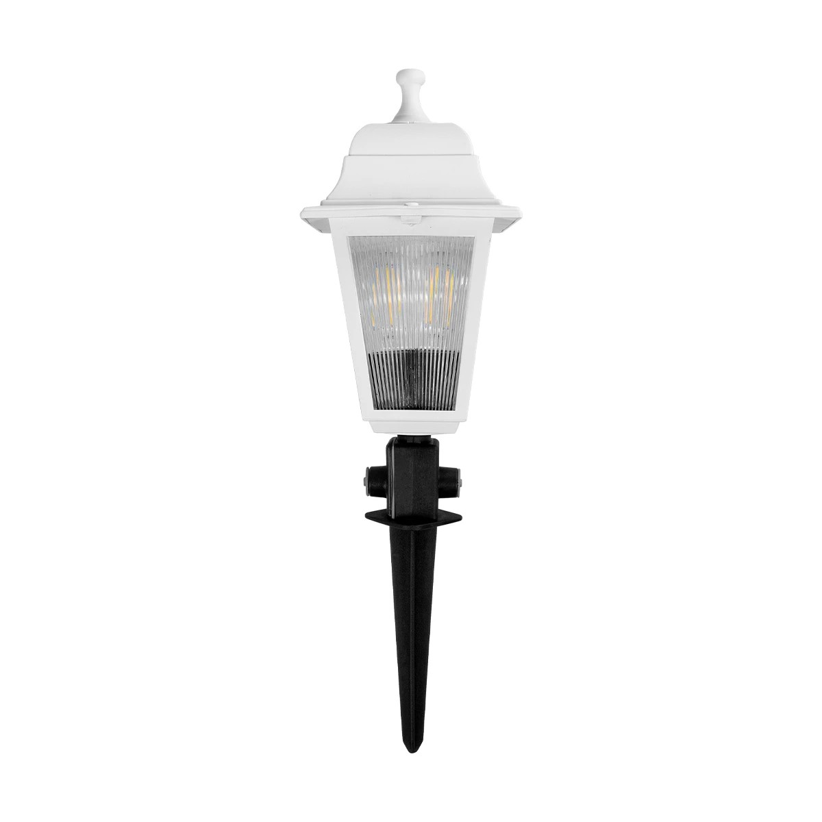 GloboStar® SOLME 203-0223 Vintage Καρφωτό Φωτιστικό Φαναράκι Μονόφωτο 1 x E27 IP44 Λευκό & Διάφανο Πλαστικό – Μ22 x Π22 x Υ35cm