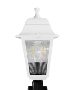 GloboStar® SOLME 203-0223 Vintage Καρφωτό Φωτιστικό Φαναράκι Μονόφωτο 1 x E27 IP44 Λευκό & Διάφανο Πλαστικό – Μ22 x Π22 x Υ35cm