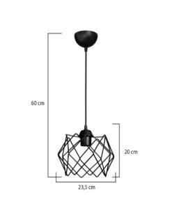 GLOBOSTAR® VORTEX 203-0277 Μοντέρνο Κρεμαστό Φωτιστικό Οροφής με Ντουί 1 x E27 AC 220-240V IP20 – Μαύρο – Μ23.5 x Π23.5 x Υ20cm