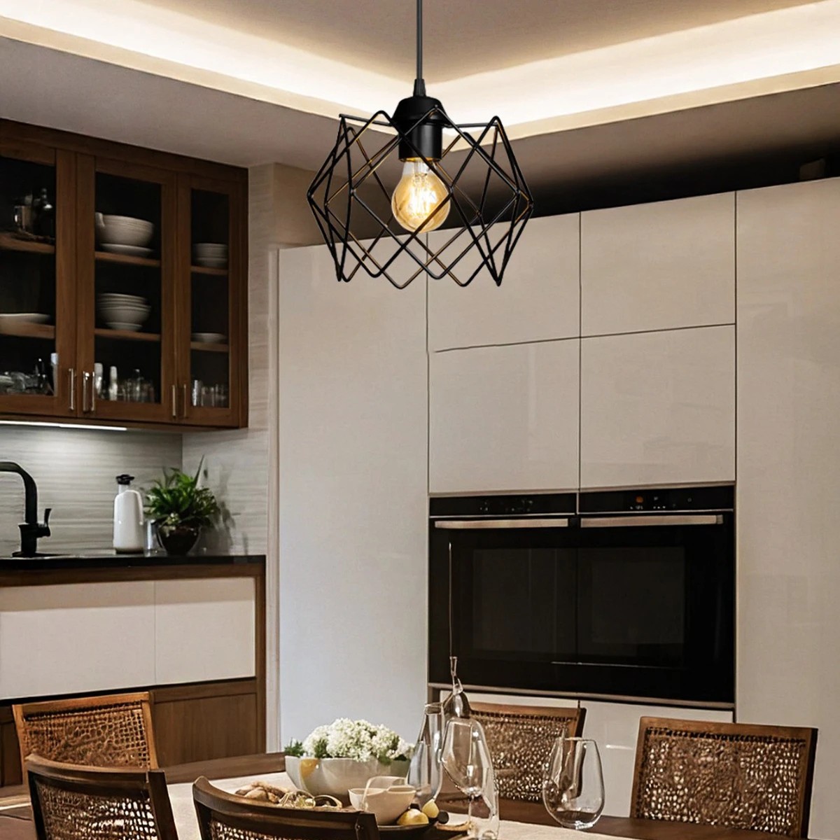 GLOBOSTAR® VORTEX 203-0277 Μοντέρνο Κρεμαστό Φωτιστικό Οροφής με Ντουί 1 x E27 AC 220-240V IP20 – Μαύρο – Μ23.5 x Π23.5 x Υ20cm