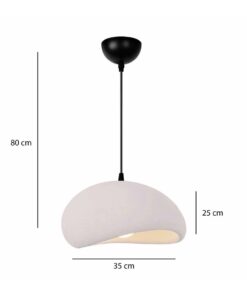 GLOBOSTAR® STONE 204-0176 Μοντέρνο Κρεμαστό Φωτιστικό Οροφής με Ντουί 1 x E27 AC 220-240V IP20 – Λευκό – Μ31.5 x Π35 x Υ26cm