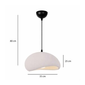 GLOBOSTAR® STONE 204-0176 Μοντέρνο Κρεμαστό Φωτιστικό Οροφής με Ντουί 1 x E27 AC 220-240V IP20 – Λευκό – Μ31.5 x Π35 x Υ26cm