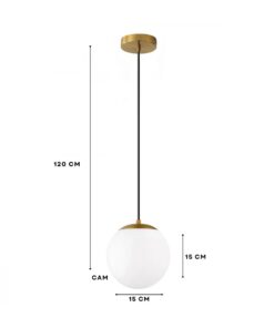 GLOBOSTAR® GLOBIDIO 204-0195 Μοντέρνο Κρεμαστό Φωτιστικό Οροφής με Ντουί 1 x E27 AC 220-240V IP20 – Χρύσο & Λευκό – Μ15 x Π15 x Υ15cm