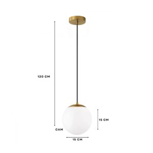 GLOBOSTAR® GLOBIDIO 204-0195 Μοντέρνο Κρεμαστό Φωτιστικό Οροφής με Ντουί 1 x E27 AC 220-240V IP20 – Χρύσο & Λευκό – Μ15 x Π15 x Υ15cm