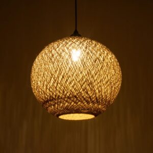 GLOBOSTAR® SOLEI 205-0001 Boho Κρεμαστό Φωτιστικό Οροφής με Ντουί 1 x E27 AC 220-240V IP20 – Μπεζ – M40 x Π40 x Υ36cm