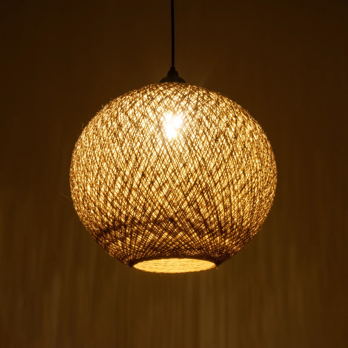 GLOBOSTAR® SOLEI 205-0001 Boho Κρεμαστό Φωτιστικό Οροφής με Ντουί 1 x E27 AC 220-240V IP20 – Μπεζ – M40 x Π40 x Υ36cm