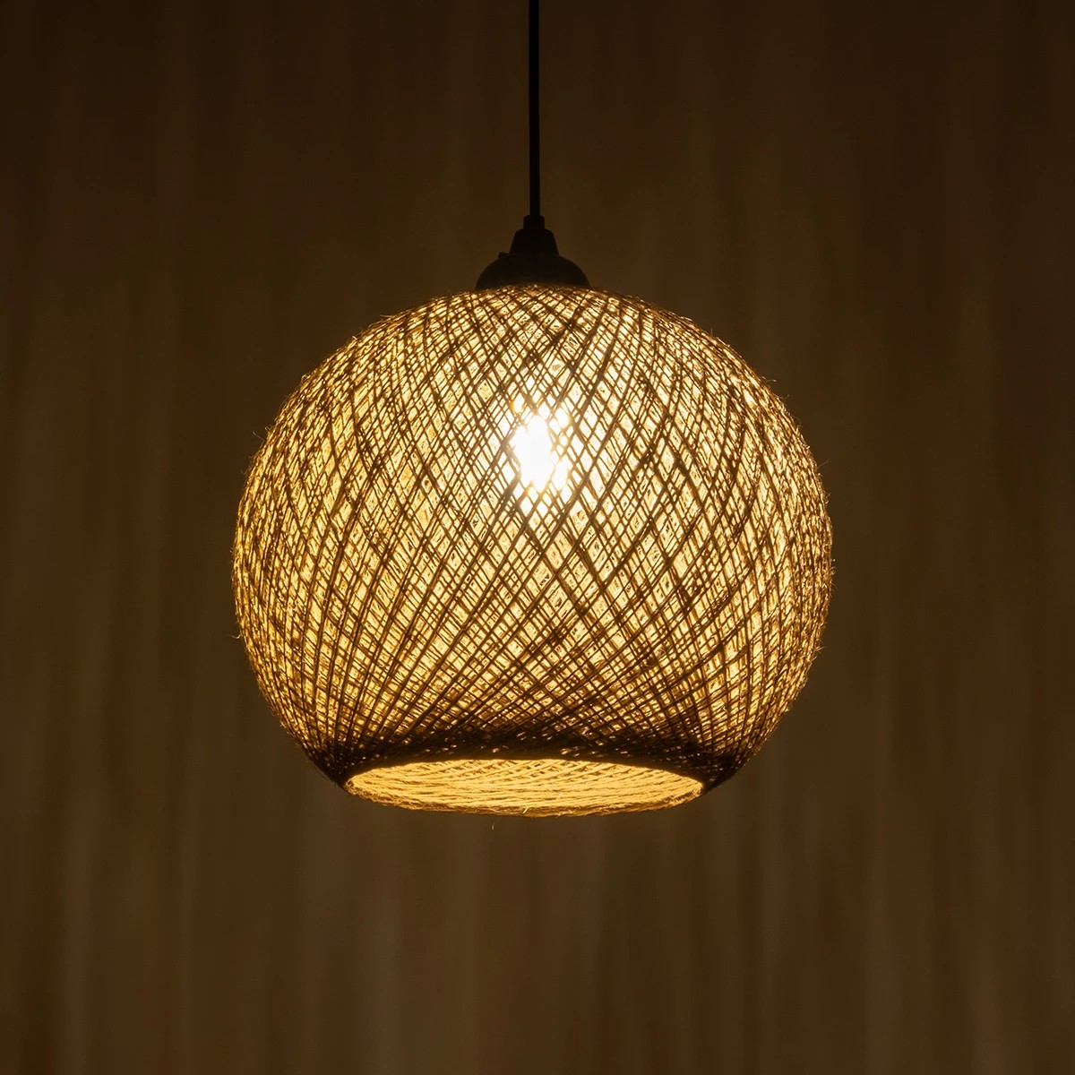 GLOBOSTAR® SOLEI 205-0002 Boho Κρεμαστό Φωτιστικό Οροφής με Ντουί 1 x E27 AC 220-240V IP20 – Μπεζ – M30 x Π30 x Υ26cm