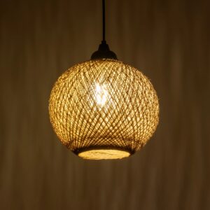 GLOBOSTAR® SOLEI 205-0003 Boho Κρεμαστό Φωτιστικό Οροφής με Ντουί 1 x E27 AC 220-240V IP20 – Μπεζ – M20 x Π20 x Υ25cm