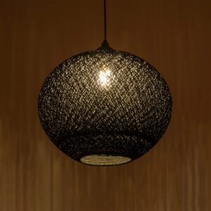 GLOBOSTAR® SOLEI 205-0004 Boho Κρεμαστό Φωτιστικό Οροφής με Ντουί 1 x E27 AC 220-240V IP20 – Μαύρο – M40 x Π40 x Υ36cm