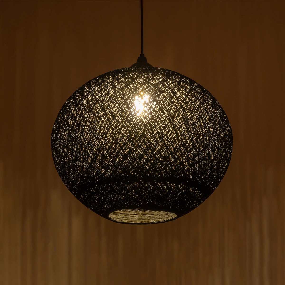 GLOBOSTAR® SOLEI 205-0004 Boho Κρεμαστό Φωτιστικό Οροφής με Ντουί 1 x E27 AC 220-240V IP20 – Μαύρο – M40 x Π40 x Υ36cm