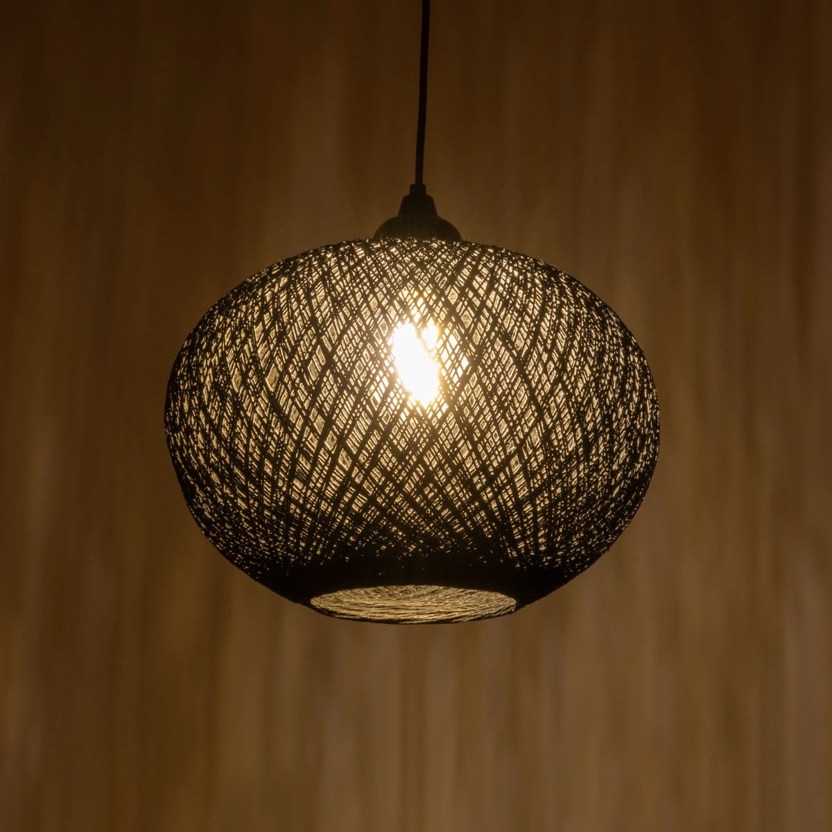 GLOBOSTAR® SOLEI 205-0005 Boho Κρεμαστό Φωτιστικό Οροφής με Ντουί 1 x E27 AC 220-240V IP20 – Μαύρο – M30 x Π30 x Υ35cm