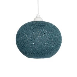 GLOBOSTAR® SOLEI 205-0011 Boho Κρεμαστό Φωτιστικό Οροφής με Ντουί 1 x E27 AC 220-240V IP20 – Τιρκουάζ – M30 x Π30 x Υ26cm