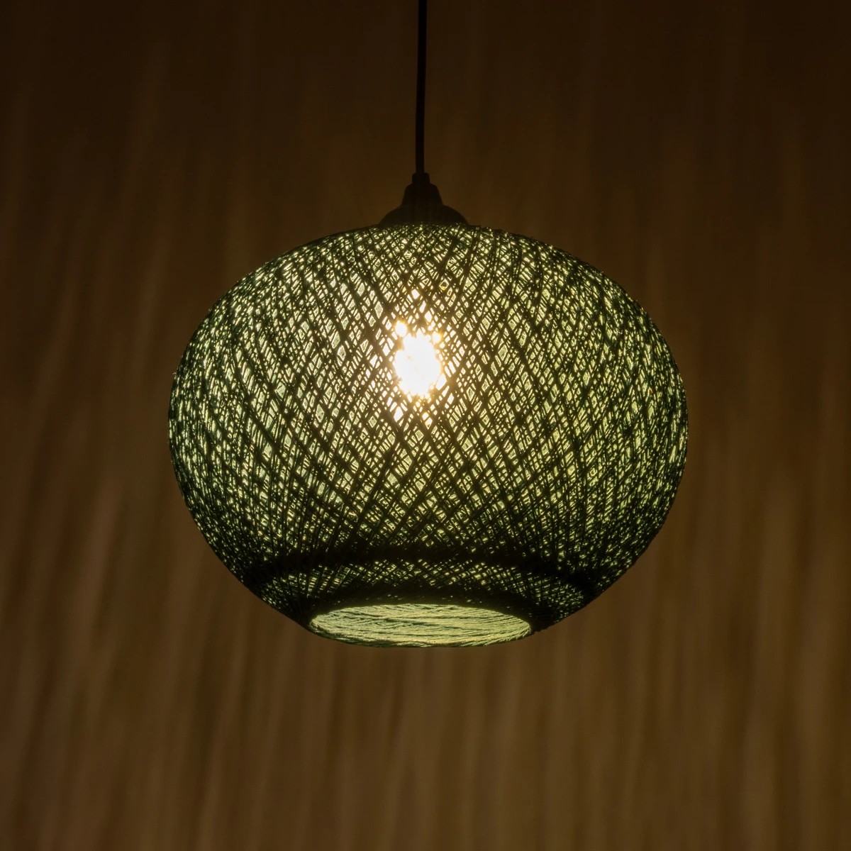 GLOBOSTAR® SOLEI 205-0014 Boho Κρεμαστό Φωτιστικό Οροφής με Ντουί 1 x E27 AC 220-240V IP20 – Πράσινο – M30 x Π30 x Υ26cm