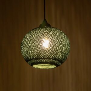 GLOBOSTAR® SOLEI 205-0015 Boho Κρεμαστό Φωτιστικό Οροφής με Ντουί 1 x E27 AC 220-240V IP20 – Πράσινο – M20 x Π20 x Υ25cm