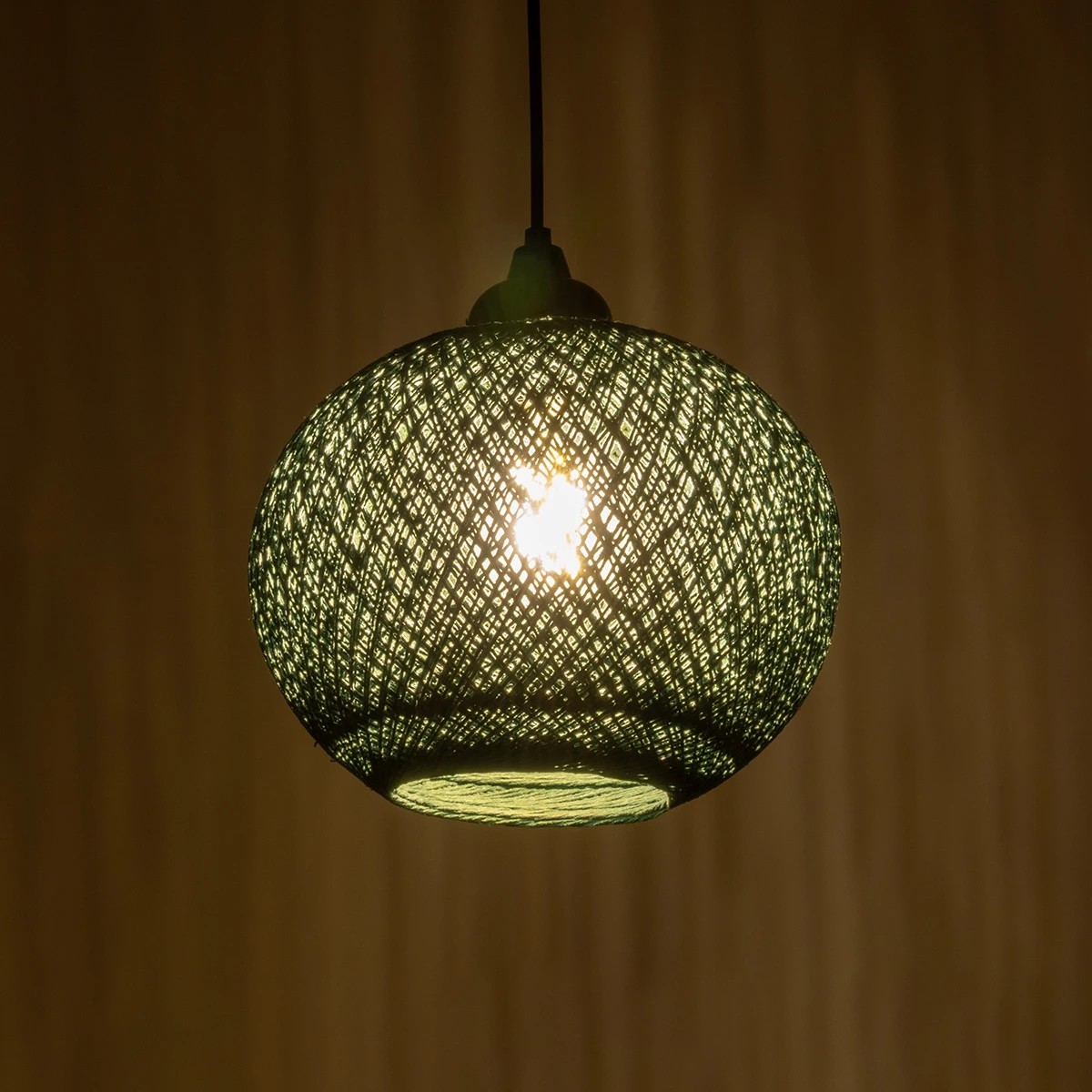 GLOBOSTAR® SOLEI 205-0015 Boho Κρεμαστό Φωτιστικό Οροφής με Ντουί 1 x E27 AC 220-240V IP20 – Πράσινο – M20 x Π20 x Υ25cm