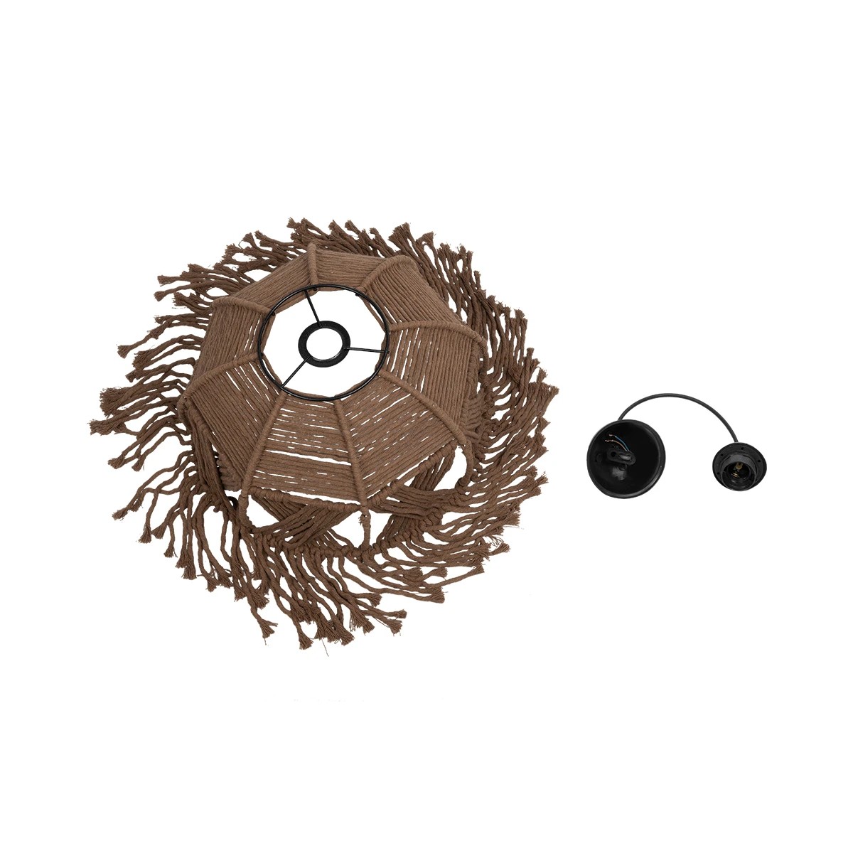 GLOBOSTAR® TONA 205-0016 Boho Κρεμαστό Φωτιστικό Οροφής με Ντουί 1 x E27 AC 220-240V IP20 – Καφέ- M40 x Π40 x Υ38cm