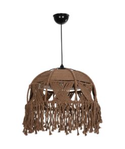 GLOBOSTAR® TONA 205-0016 Boho Κρεμαστό Φωτιστικό Οροφής με Ντουί 1 x E27 AC 220-240V IP20 – Καφέ- M40 x Π40 x Υ38cm
